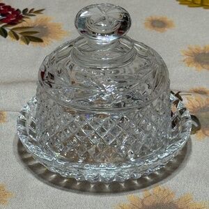 The cutest little butter/cheese cut crystal server
